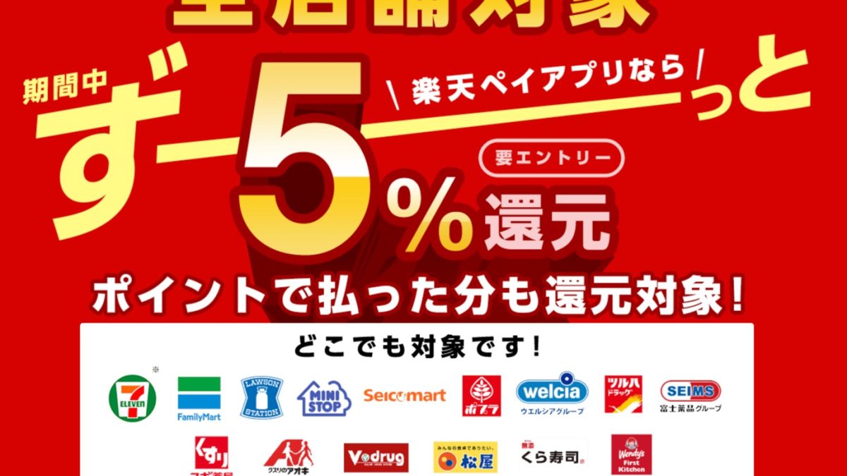 【第1弾】楽天ペイアプリのお支払いで最大5％還元キャンペーン