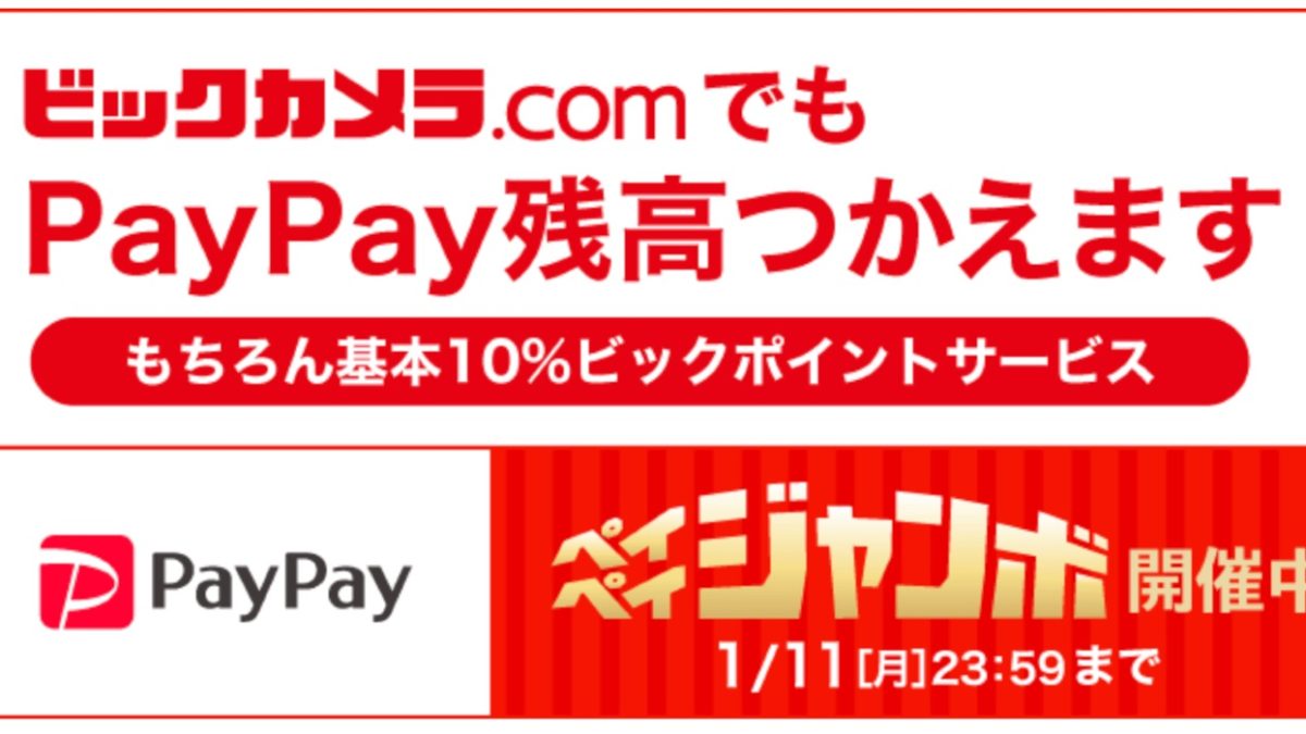最大100%還元のチャンス！「ビックカメラ.com」「Joshin Web ショップ」でPayPayでの支払いが可能に