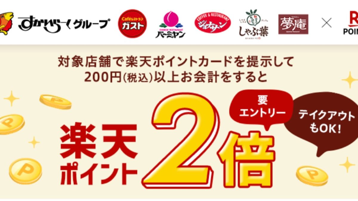 すかいらーく 楽天ポイント2倍！コラボキャンペーン