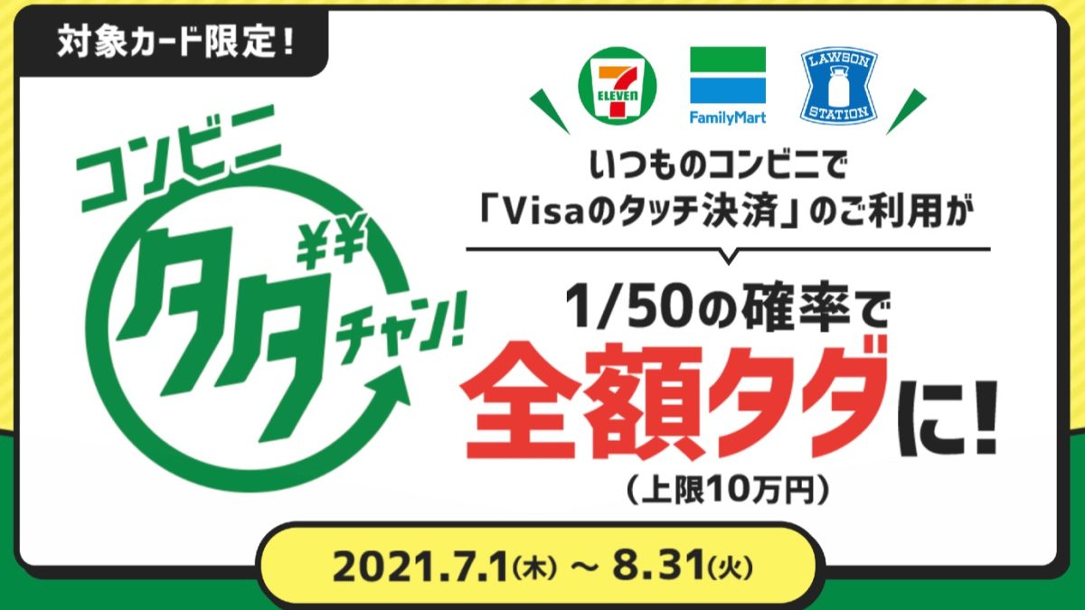 三井住友カードがコンビニで「Visaのタッチ決済」を利用すると抽選で全額還元になるキャンペーン