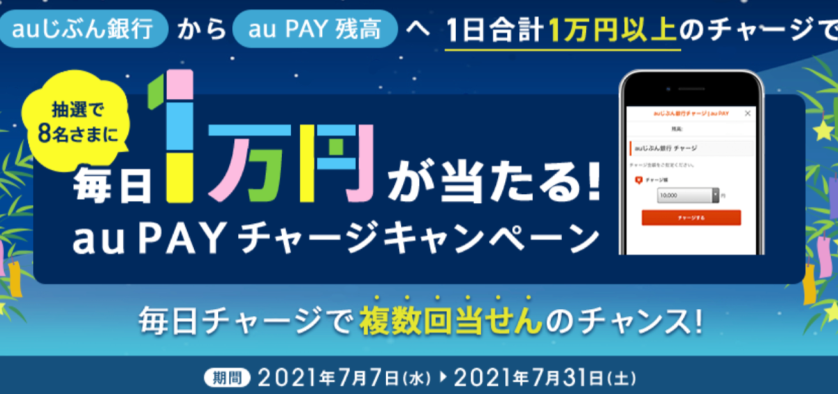毎日抽選で8名さまに1万円が当たる！ | auじぶん銀行