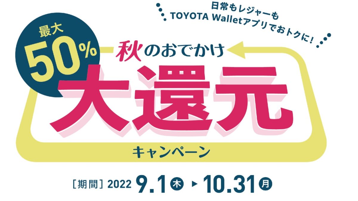 「TOYOTA Wallet」が指定サービスの支払いで最大50％還元となるキャンペーン