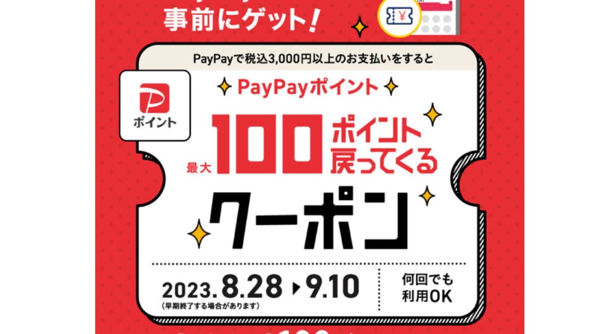 「PayPayポイント最大100ポイント戻ってくるクーポン」キャンペーン
