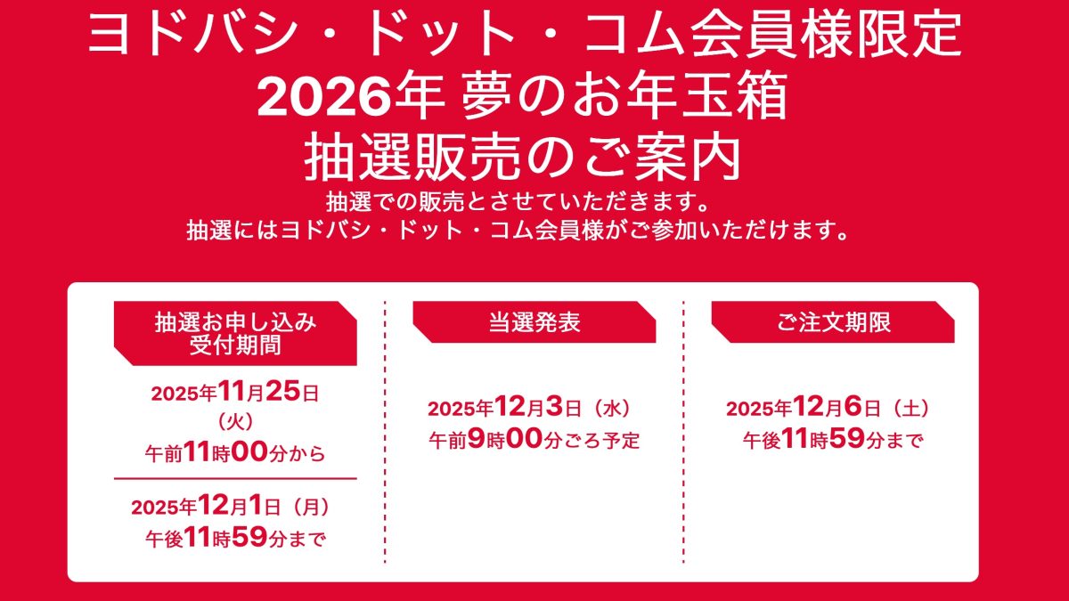 iPhoneやPS5、カメラなど満載！ヨドバシカメラ「2026年 夢のお年玉箱」の抽選受付中！