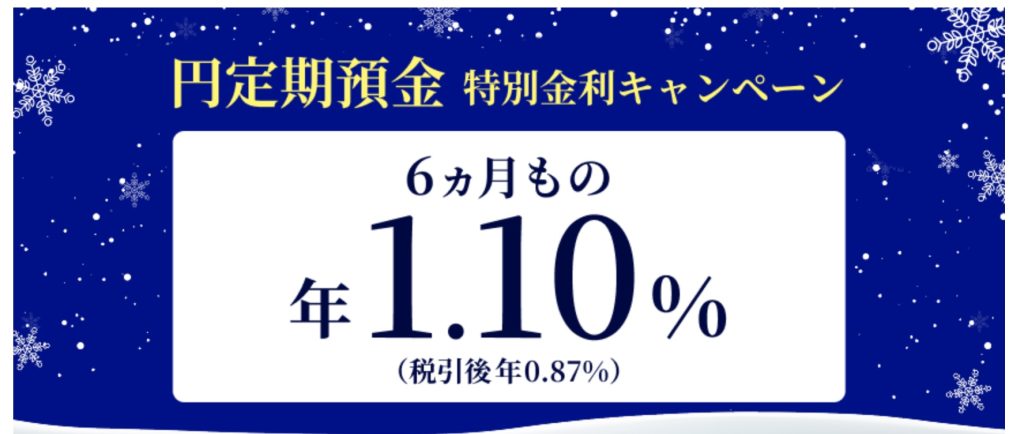 金利年1.10%！住信SBIネット銀行が円定期預金特別金利キャンペーンを開催中！